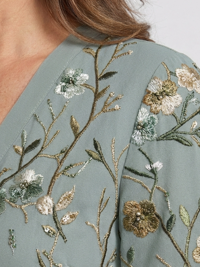 Elsie Floral V-Neck Dress in Silk