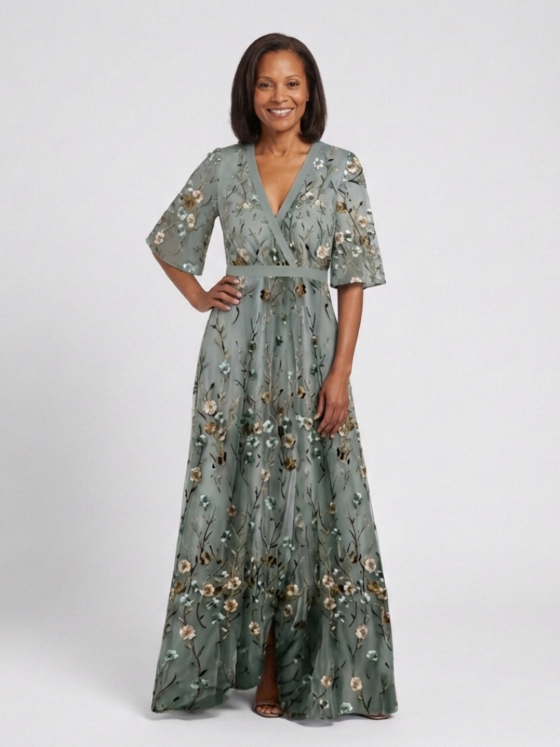 Elsie Floral V-Neck Dress in Silk