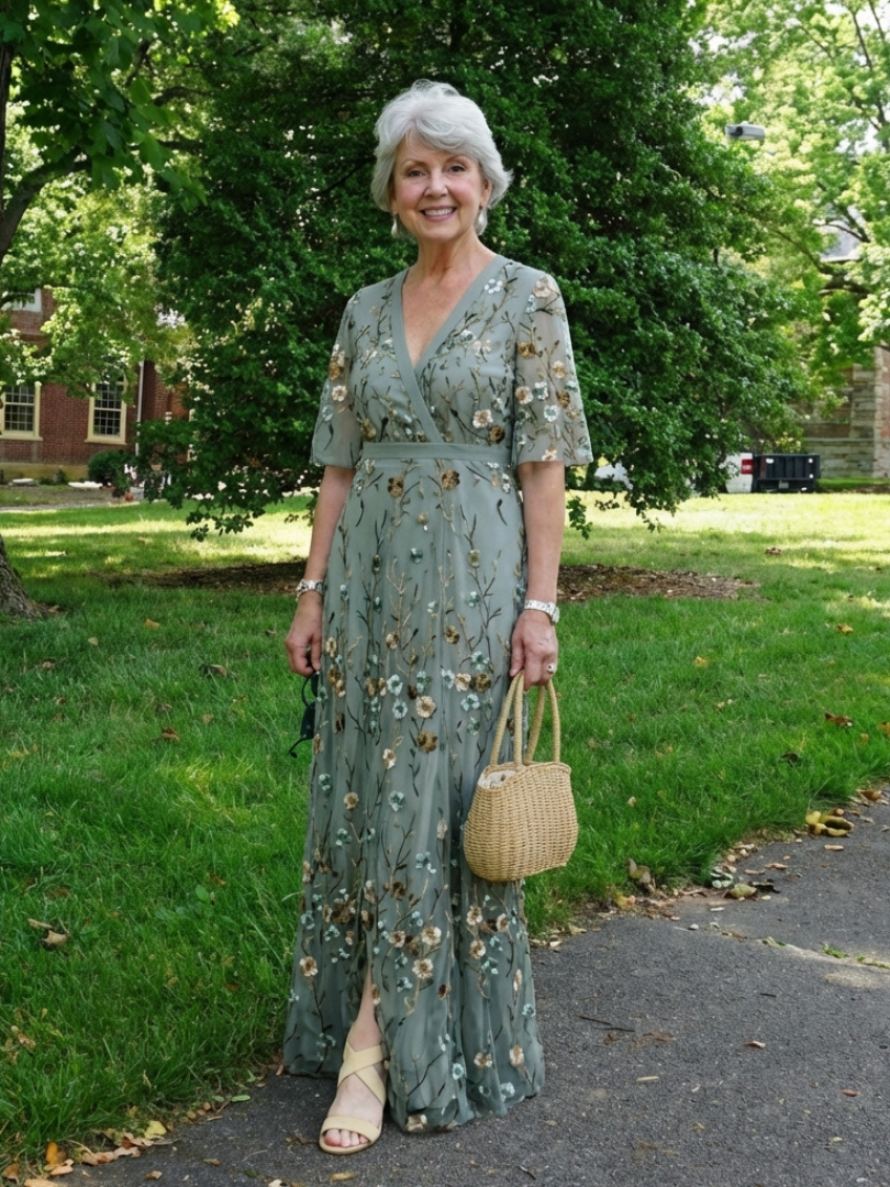 Elsie Floral V-Neck Dress in Silk