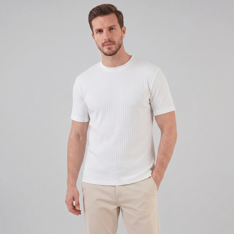 Timeless Slim Fit Henley Shirt in Classic White