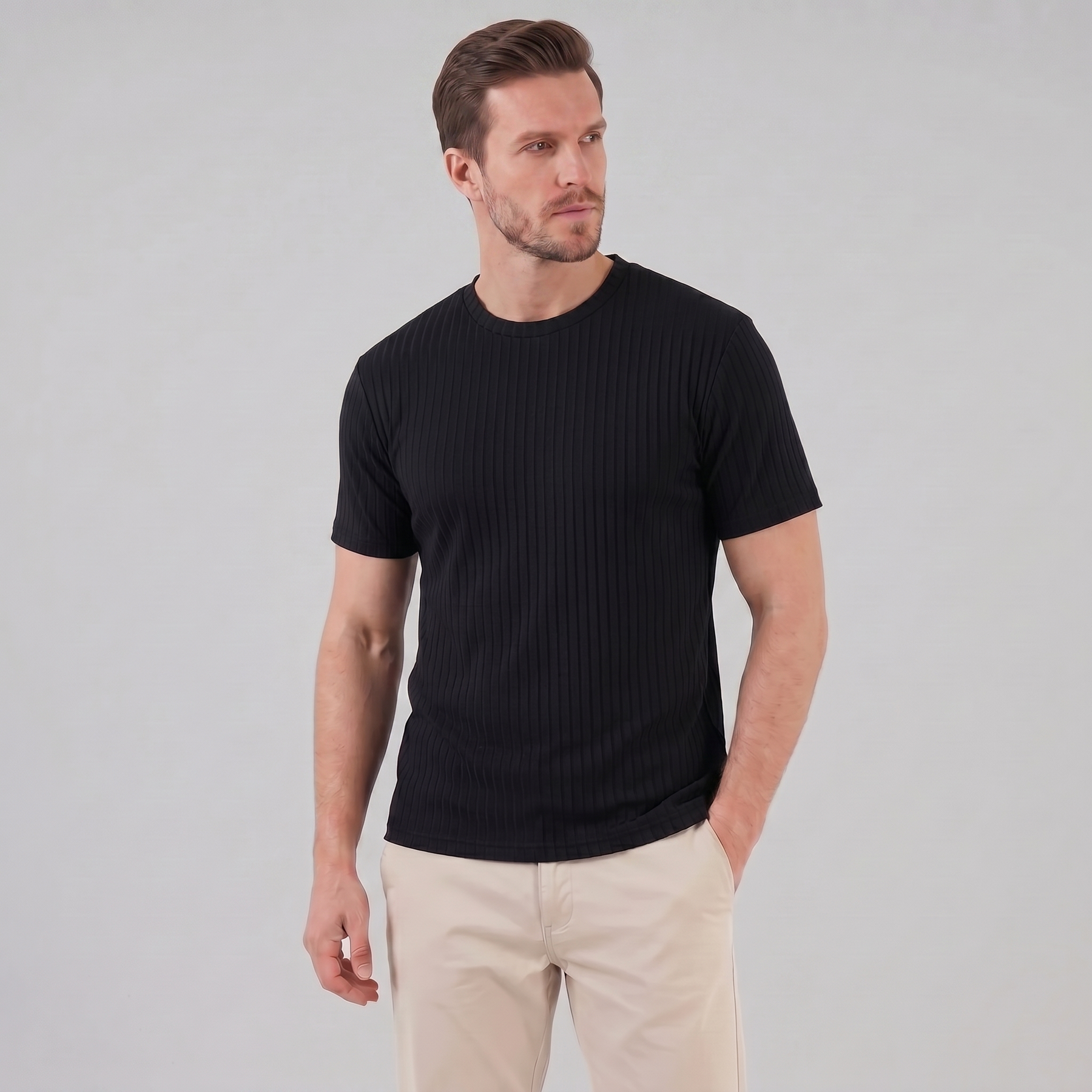 Timeless Slim Fit Henley Shirt in Classic White