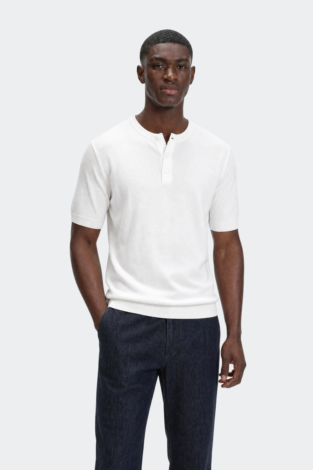 Timeless Henley T-Shirt in Classic White