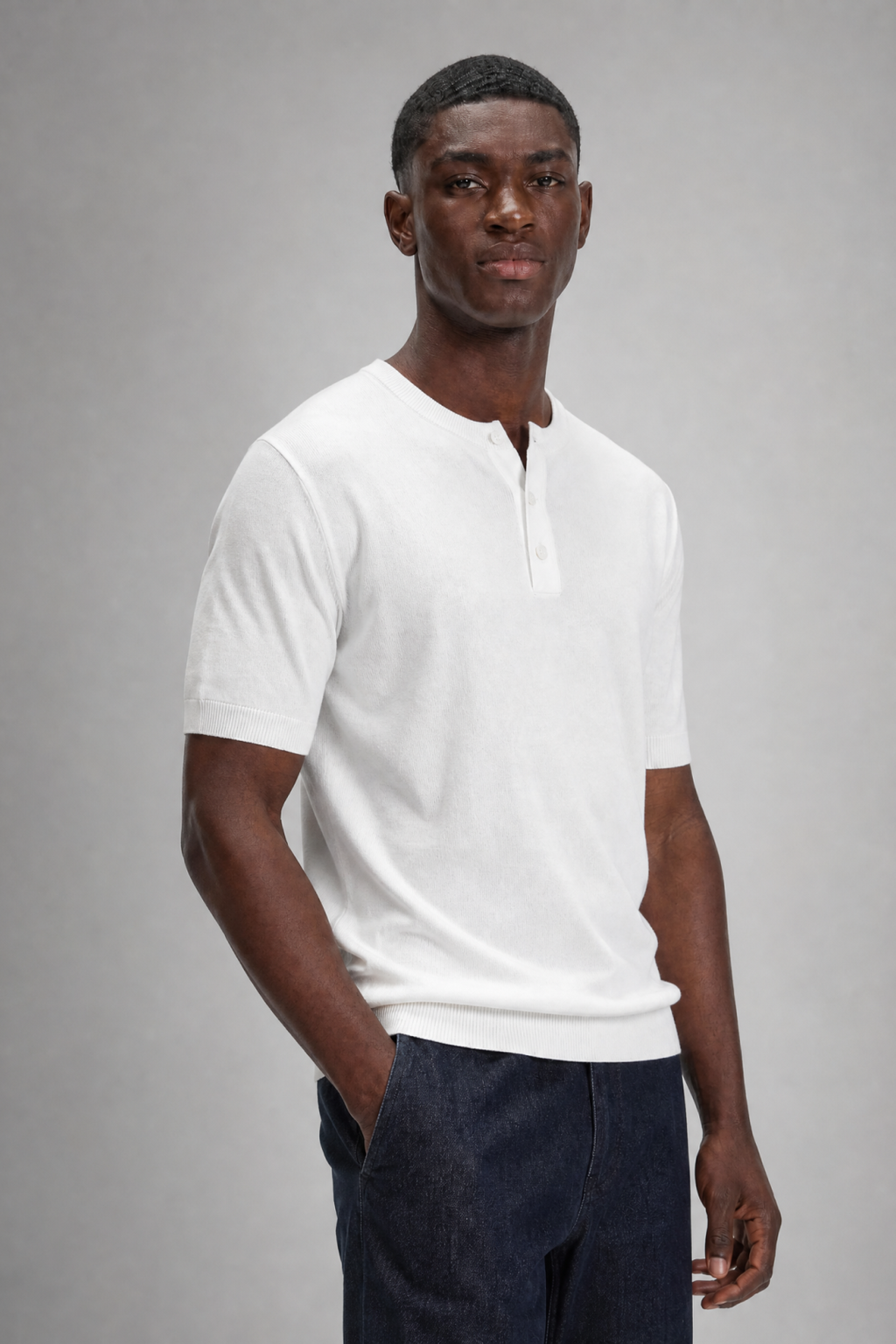 Timeless Henley T-Shirt in Classic White