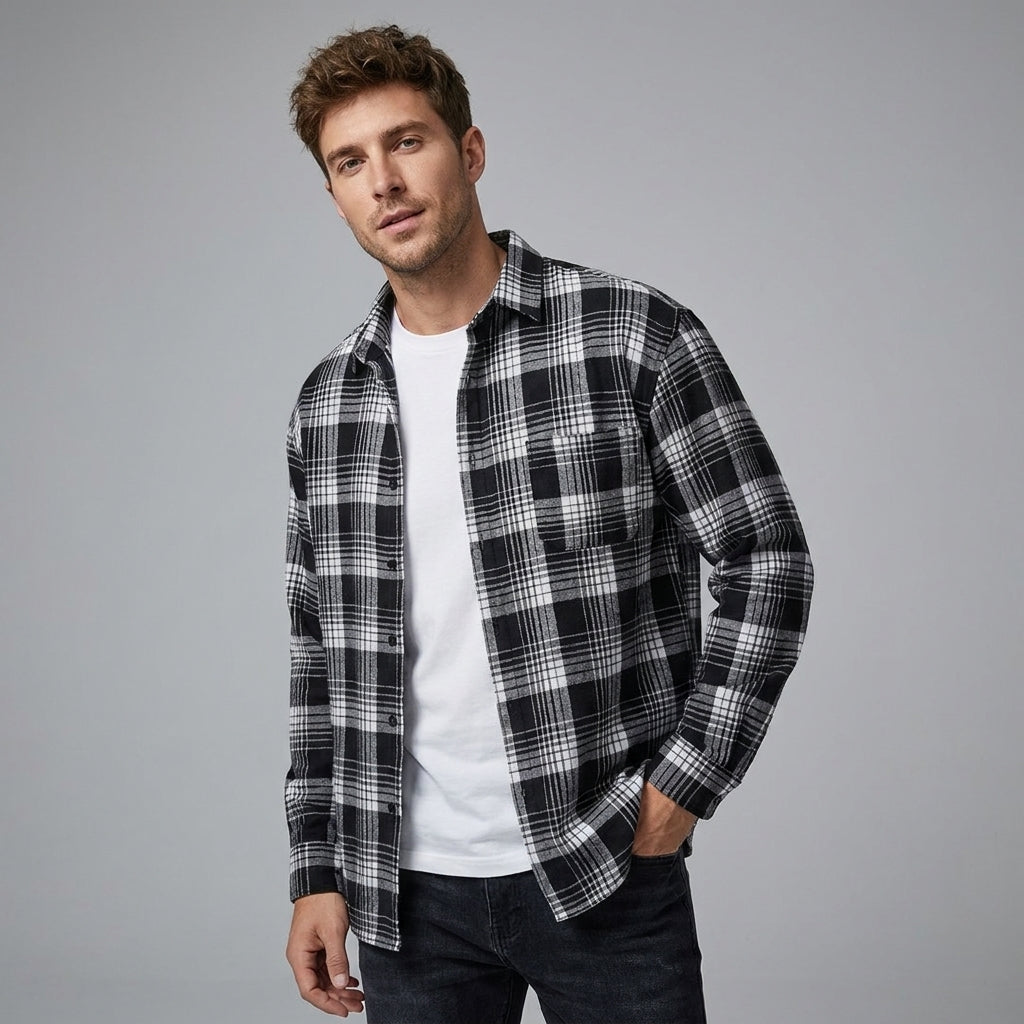 Men's Checked Overshirt in Summer Hues