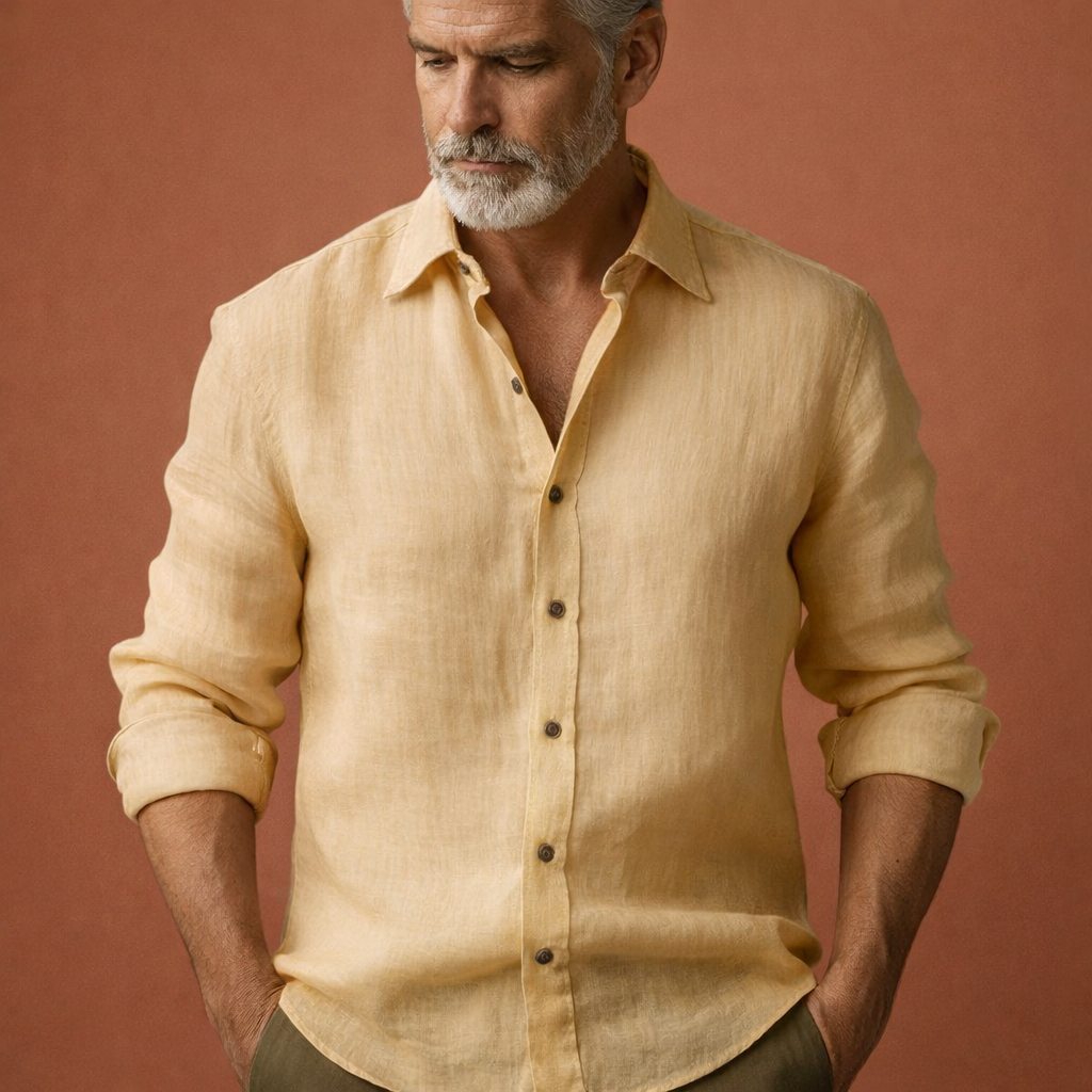 Men's Relaxed Fit Long Sleeve Shirt in Summer White