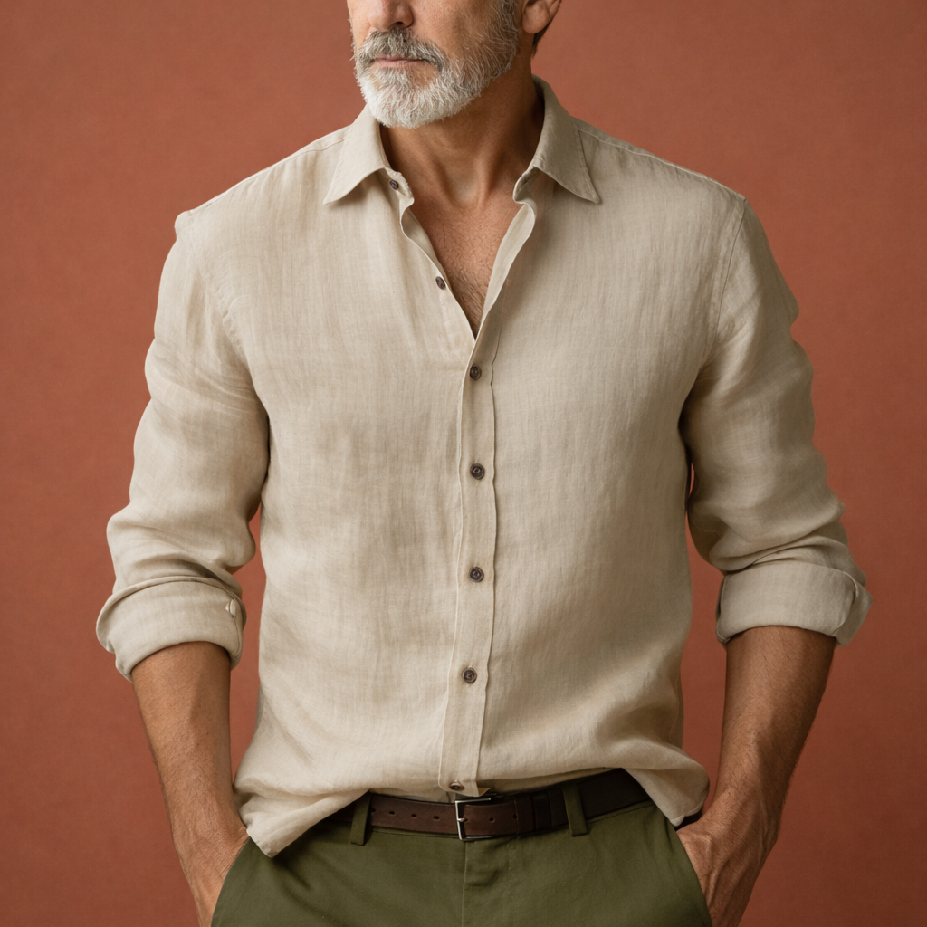 Men's Relaxed Fit Long Sleeve Shirt in Summer White