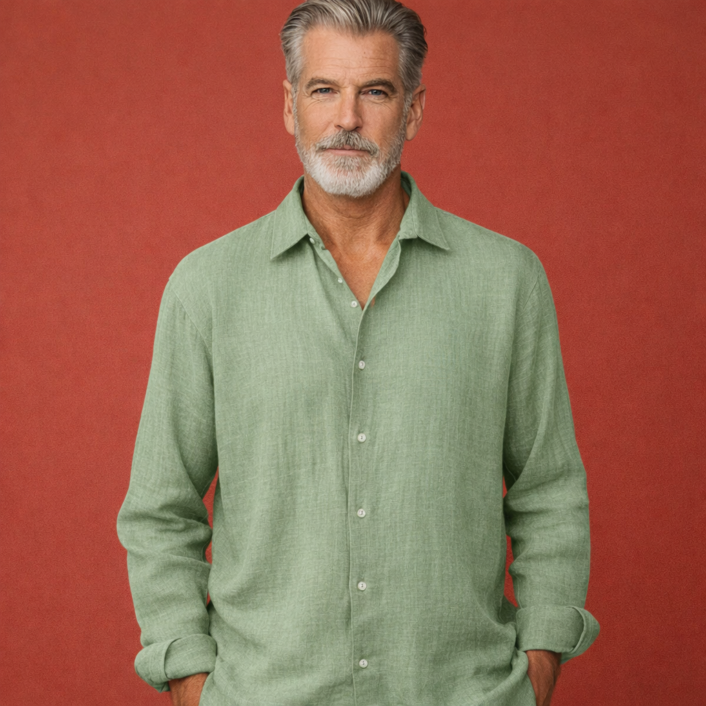 Men's Relaxed Fit Long Sleeve Shirt in Summer White