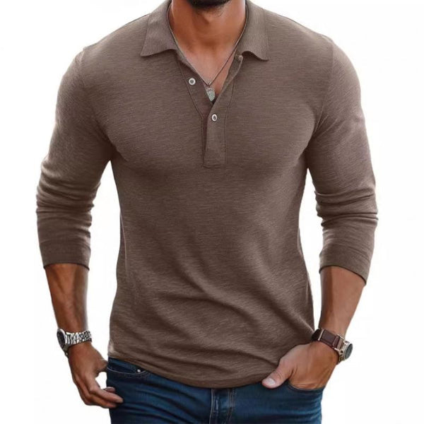 Men's Long Sleeve Slim Fit Polo in Classic Navy