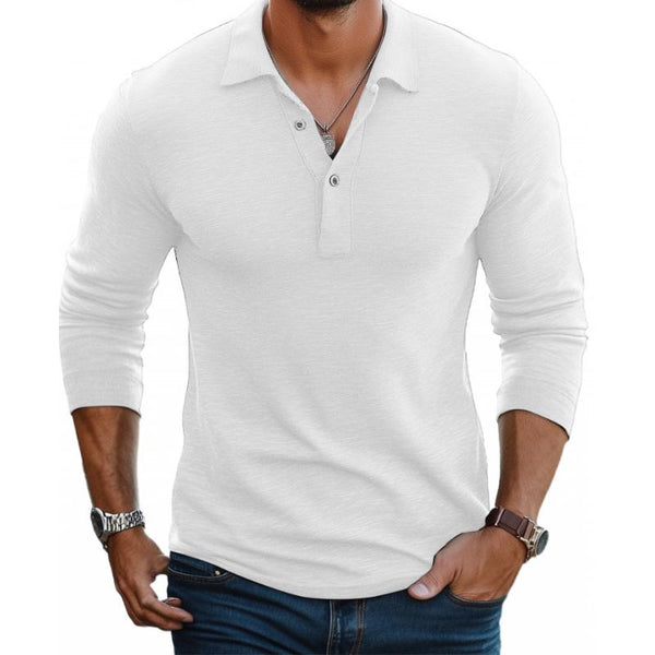 Men's Long Sleeve Slim Fit Polo in Classic Navy