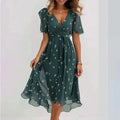 Luneth Silk V-Neck Dress