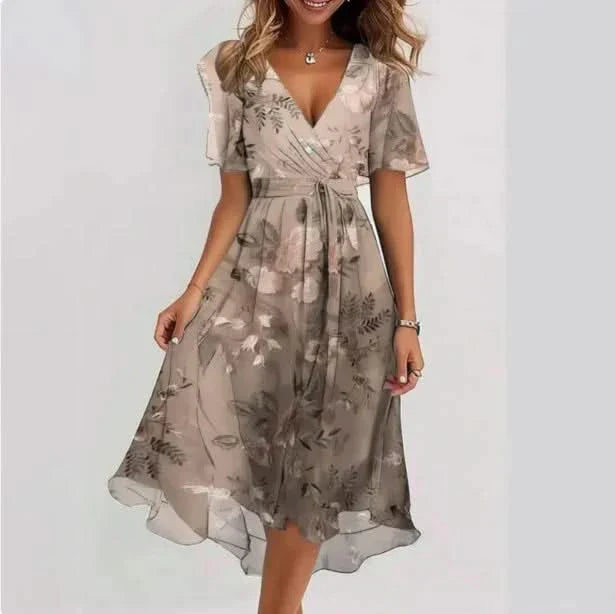 Luneth Silk V-Neck Dress