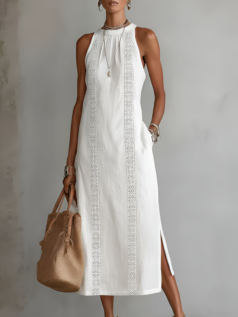 Clara Silk Midi Dress in Ivory