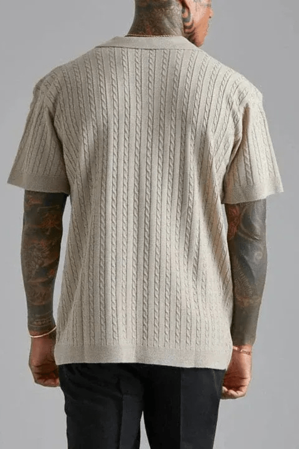 Jacquard Top with Round Neck in Summer Beige