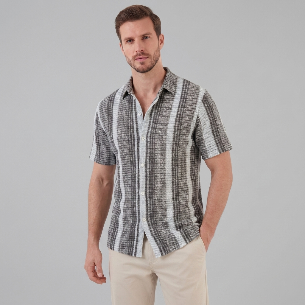 Short Sleeve Striped Shirt for Men