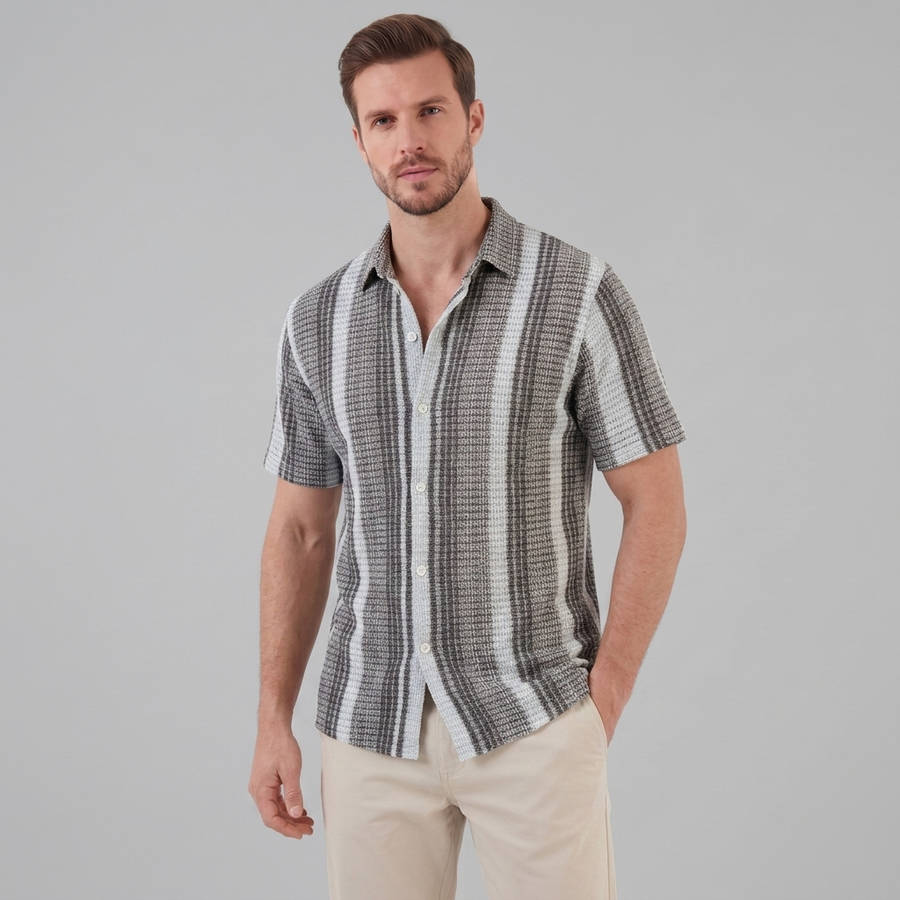 Short Sleeve Striped Shirt for Men