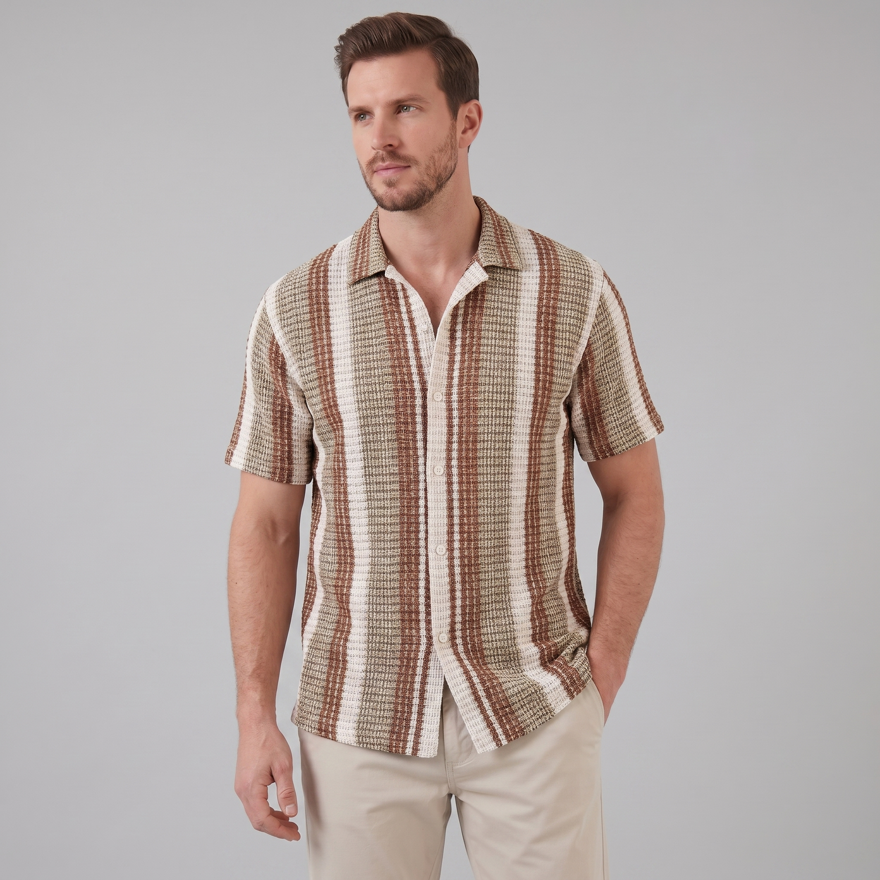Short Sleeve Striped Shirt for Men