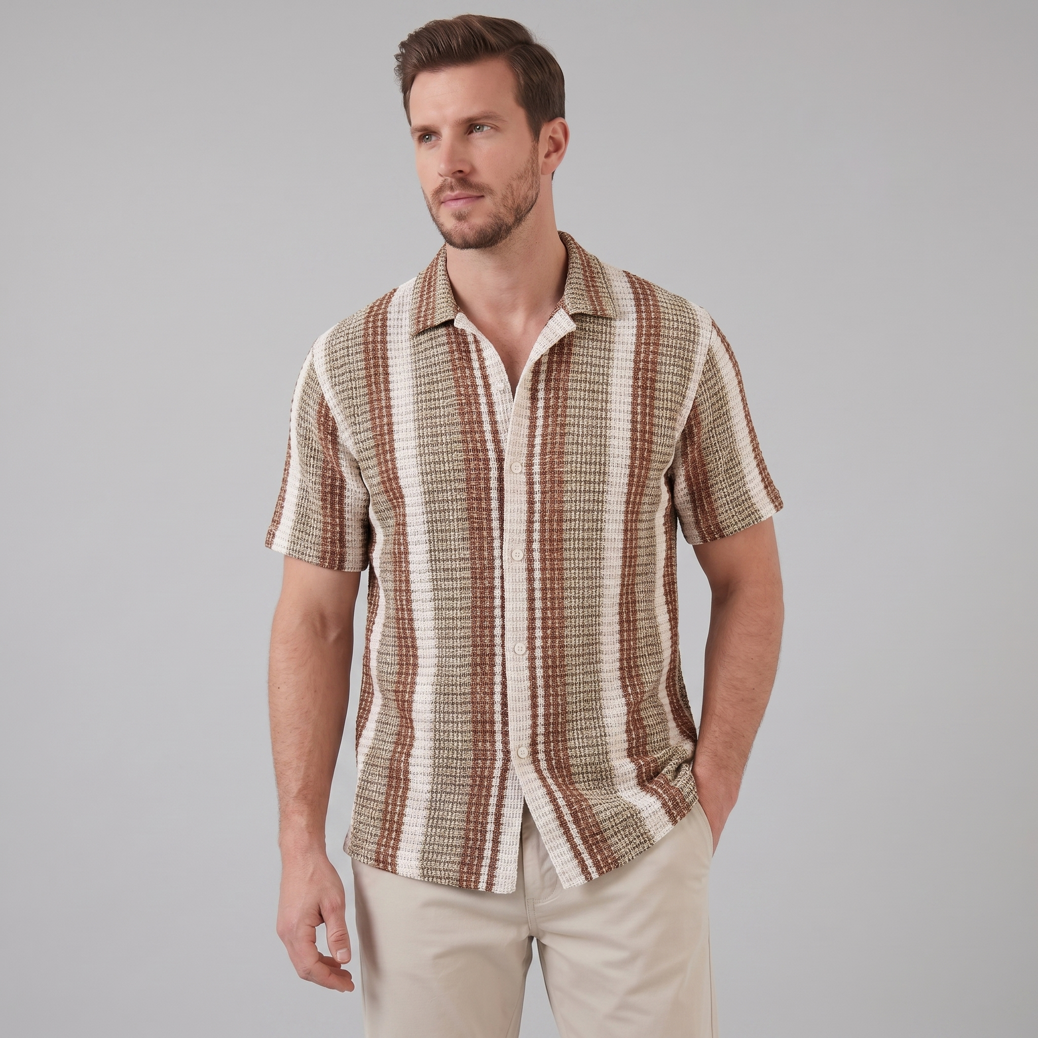 Short Sleeve Striped Shirt for Men