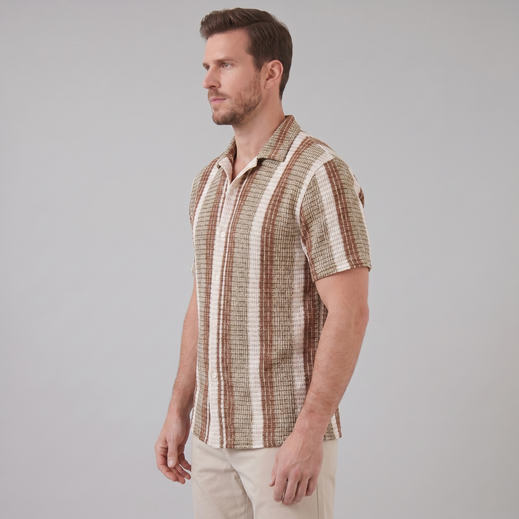 Short Sleeve Striped Shirt for Men