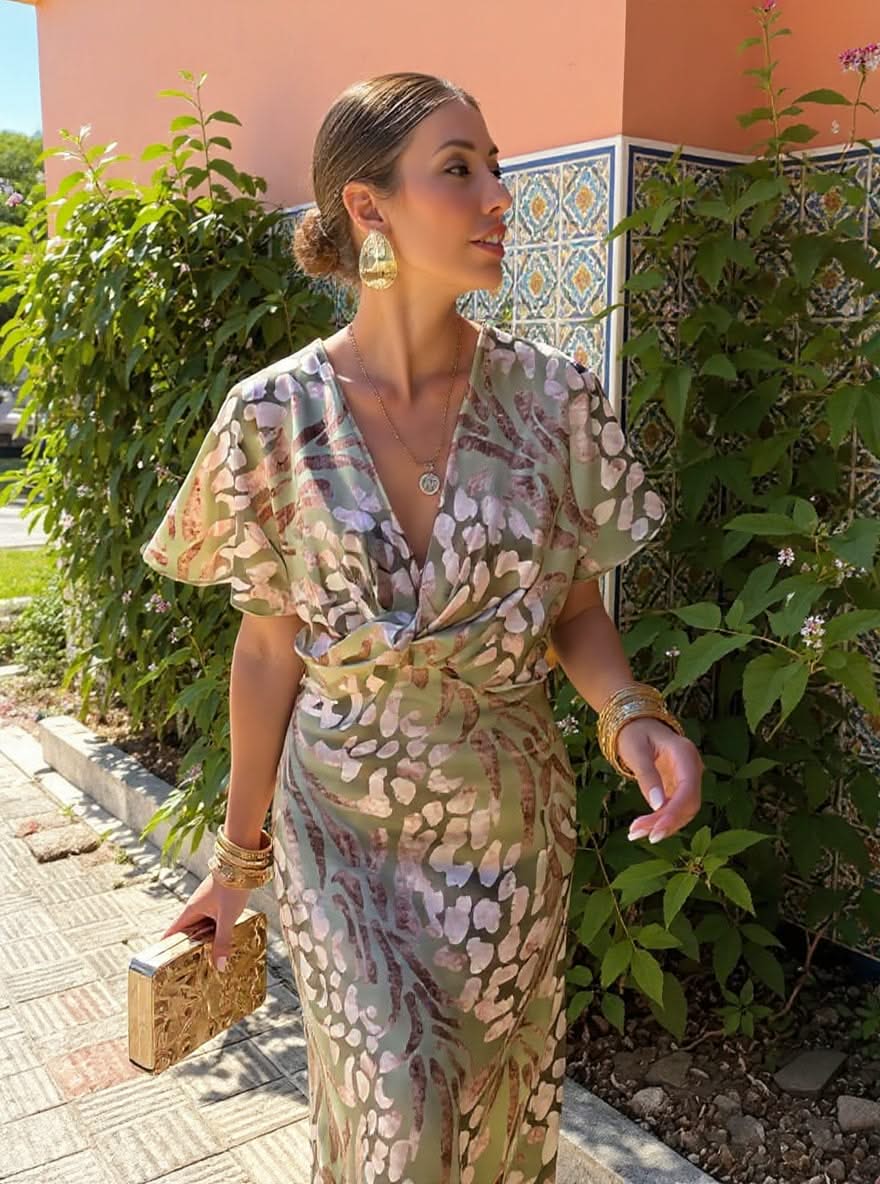 Florence Copper Silk Midi Dress