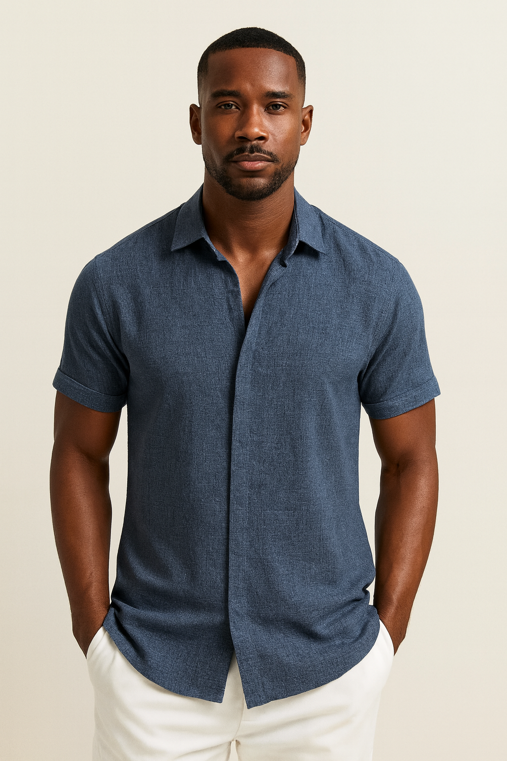 Classic Linen Shirt for Men in Summer White