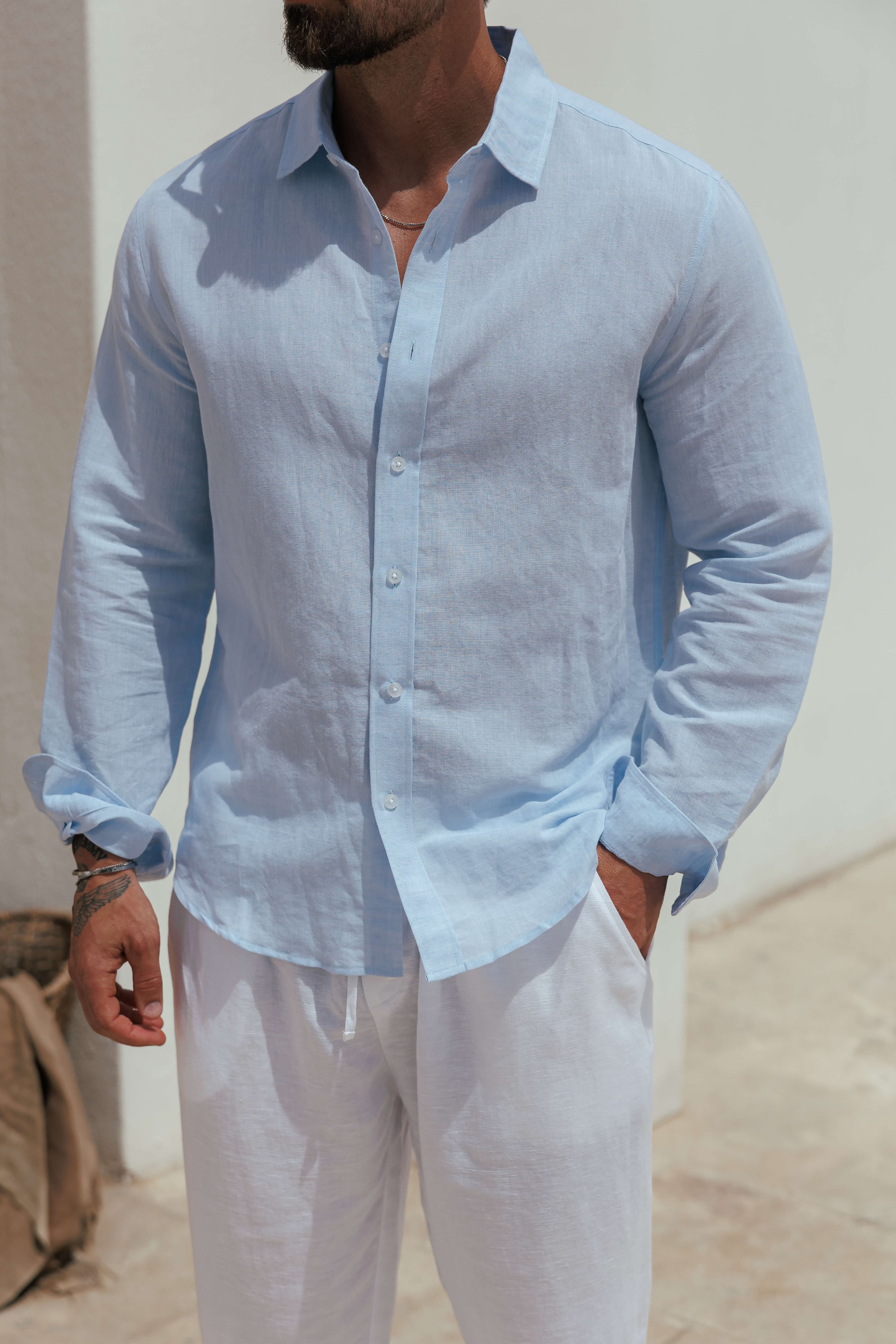 Linen Long Sleeve Shirt for Men