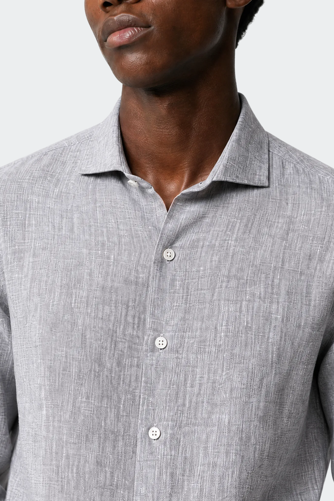 Linen Shirt for Men, Relaxed Fit, Spread Collar