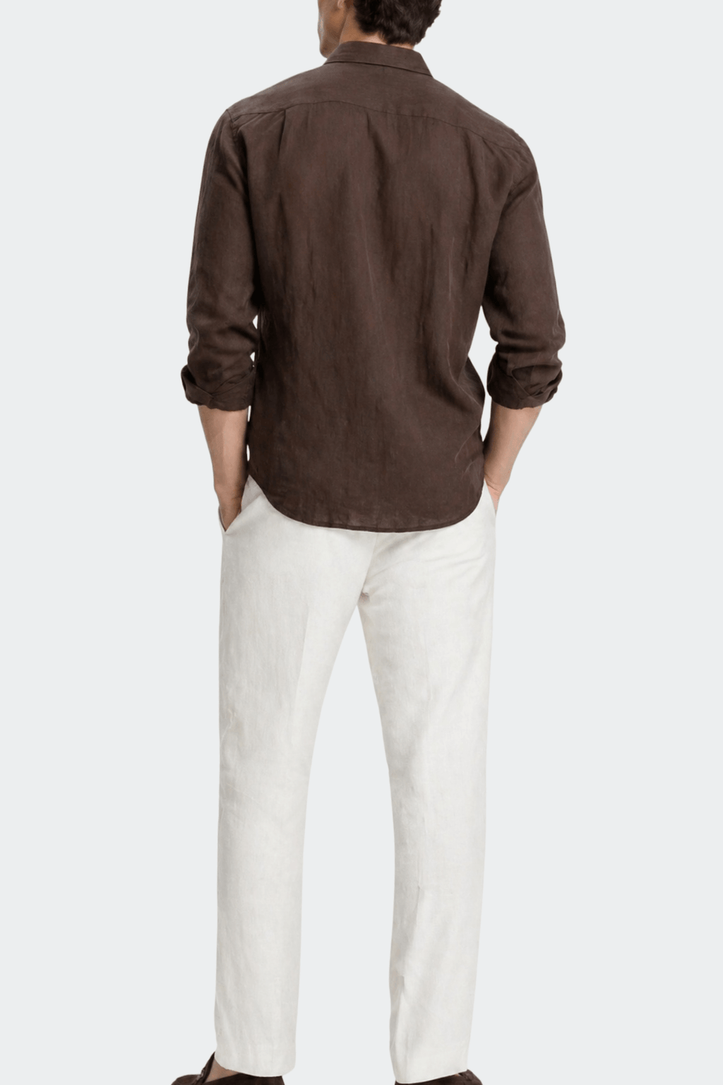 Linen Shirt for Men, Relaxed Fit, Spread Collar