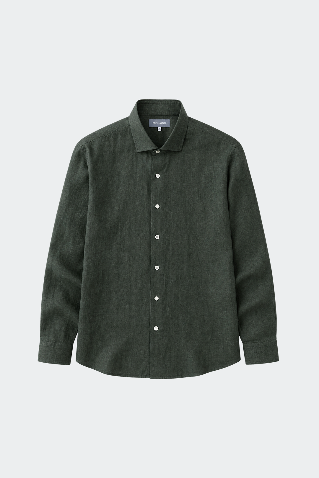 Linen Shirt for Men, Relaxed Fit, Spread Collar