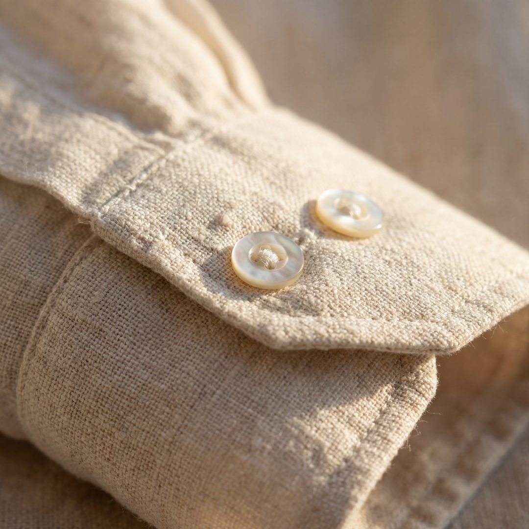 Linen Long Sleeve Shirt in Classic White