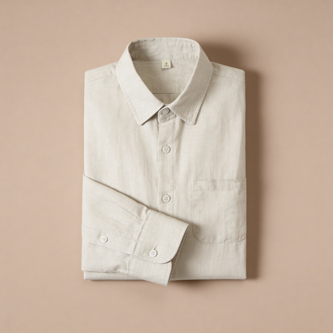 Linen Long Sleeve Shirt in Classic White
