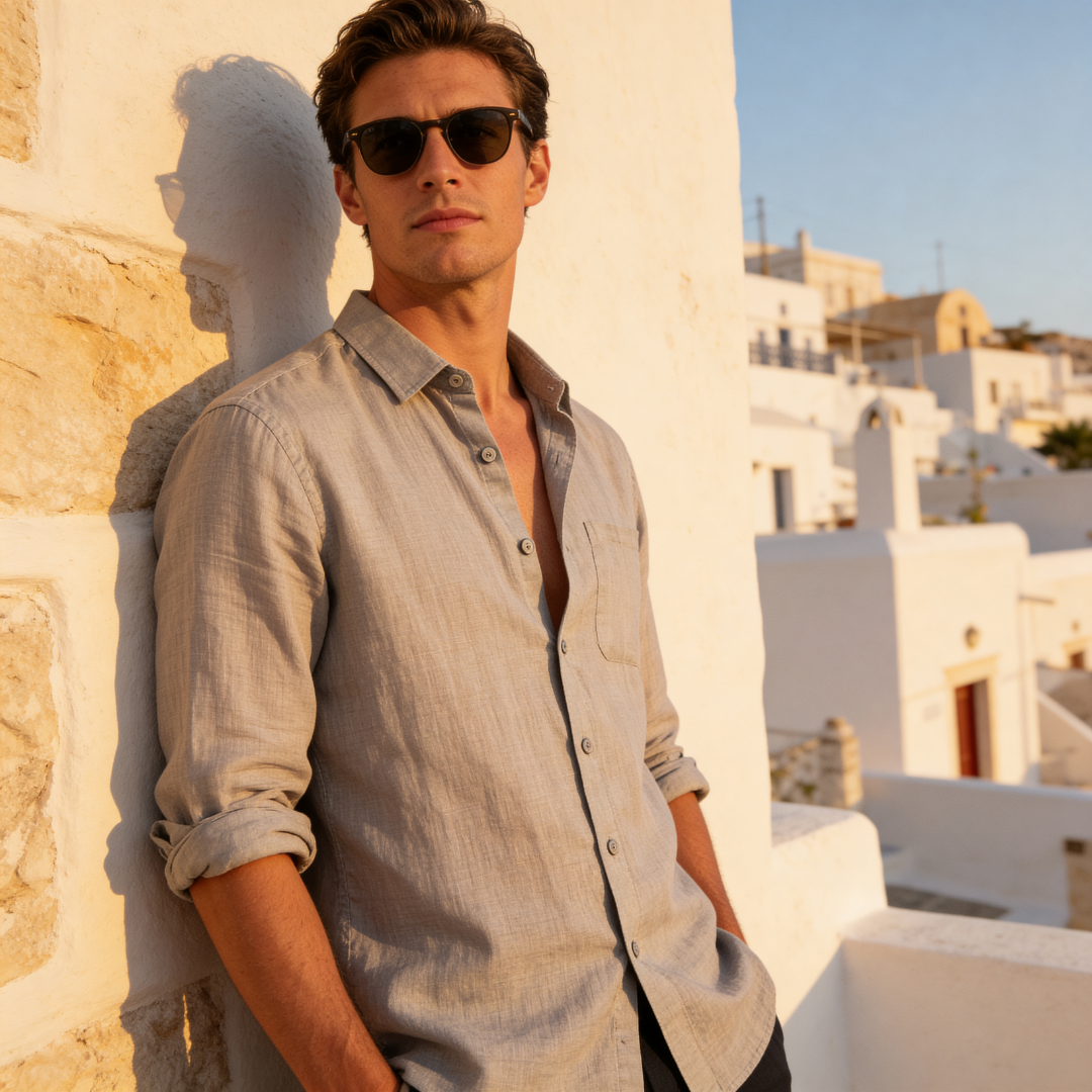 Linen Long Sleeve Shirt in Classic White
