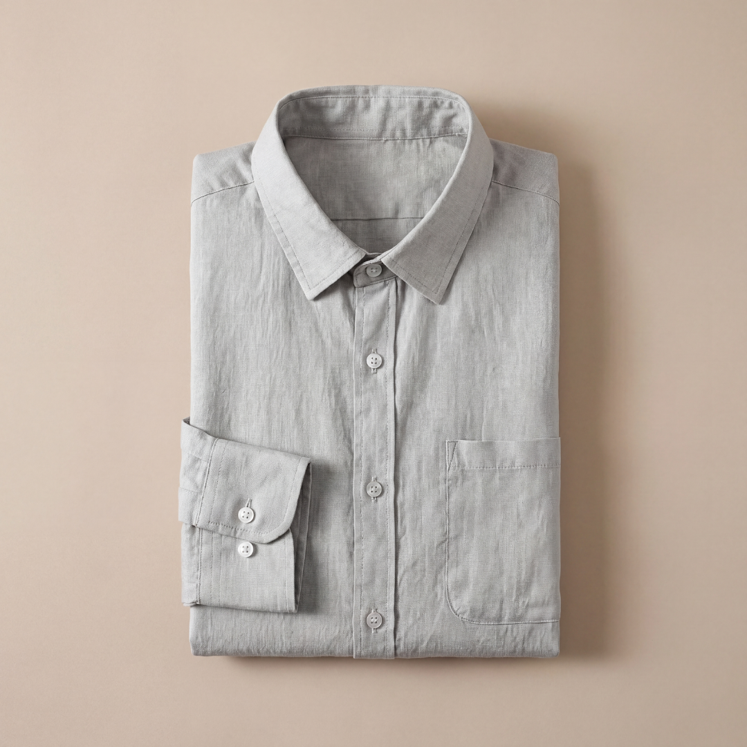 Linen Long Sleeve Shirt in Classic White