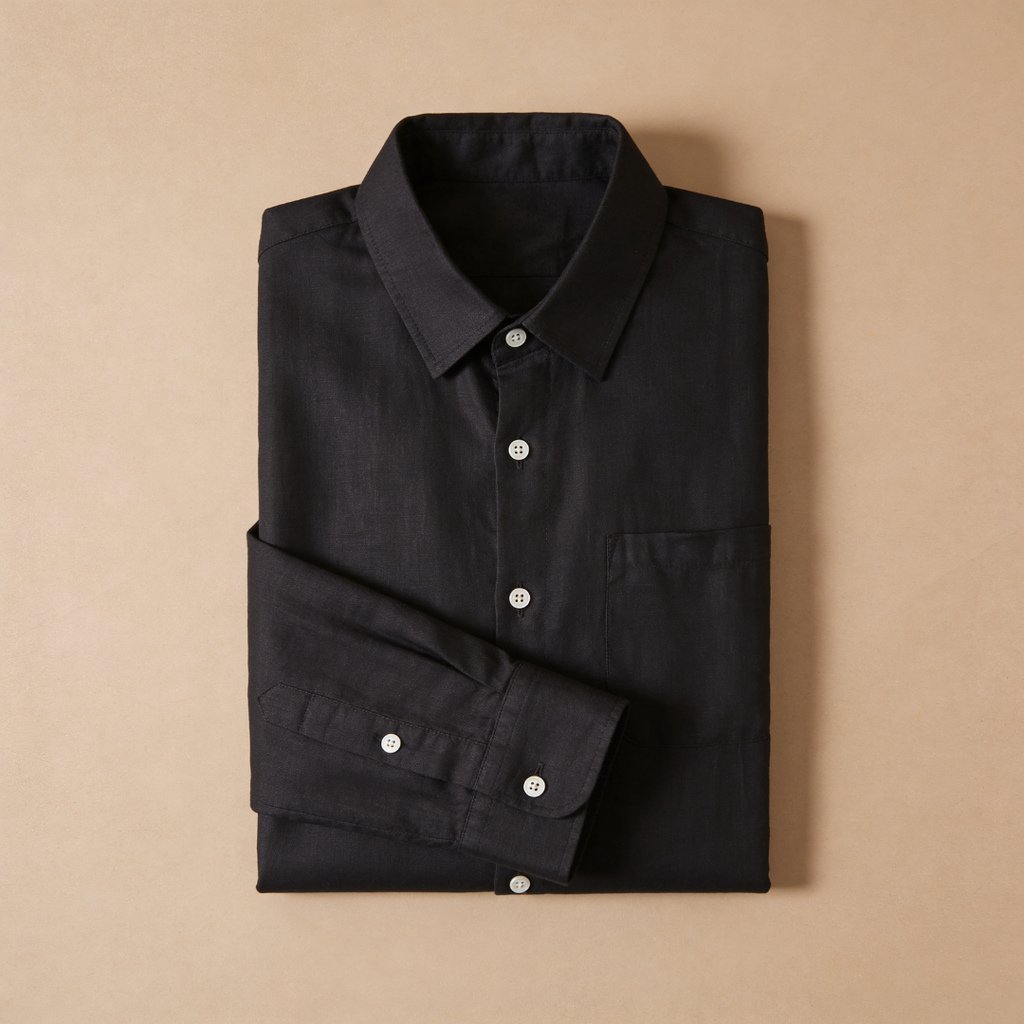 Linen Long Sleeve Shirt in Classic White