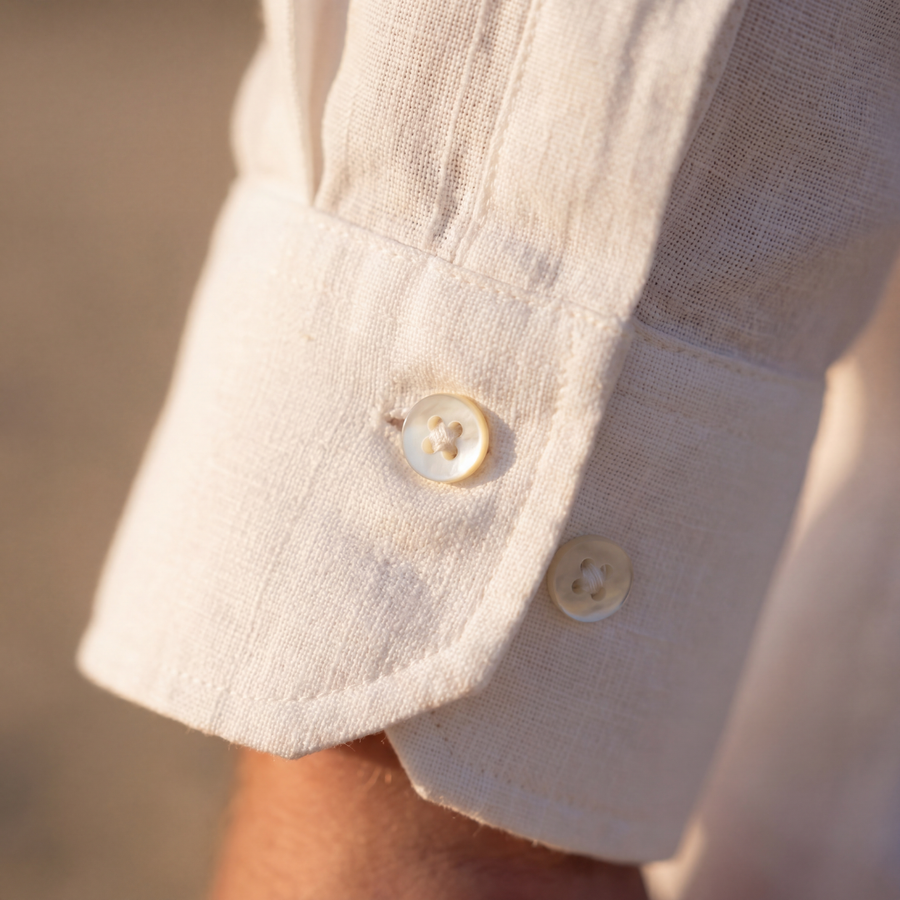 Linen Long Sleeve Shirt in Classic White