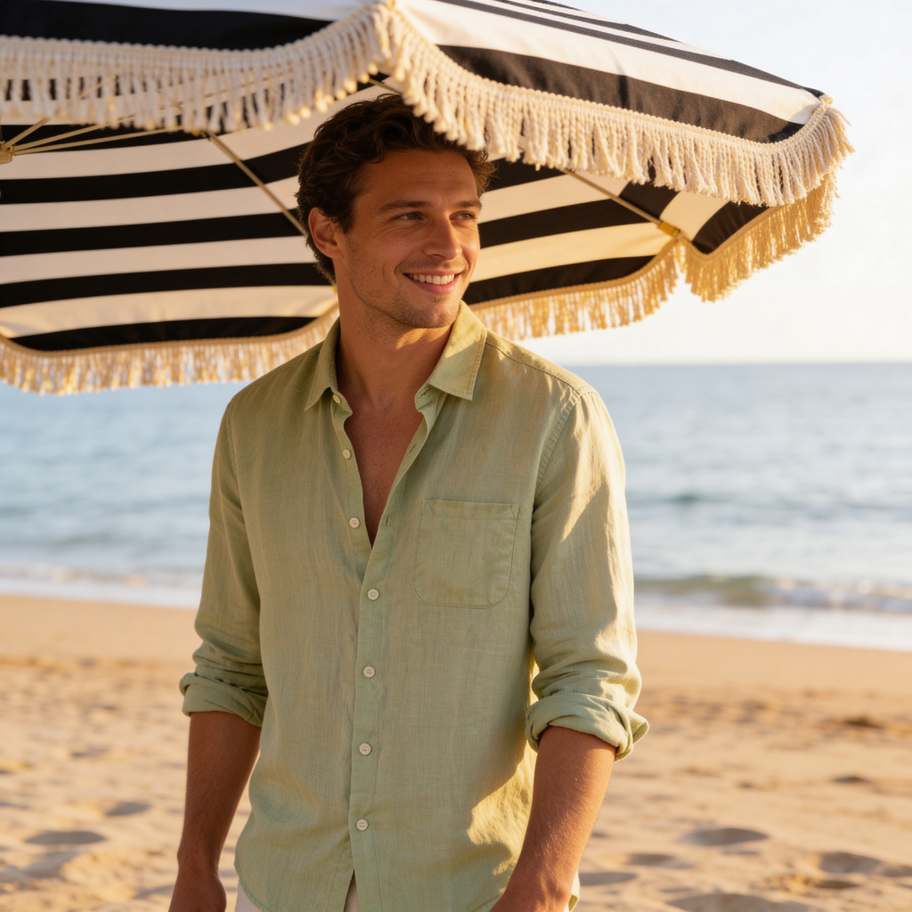 Linen Long Sleeve Shirt in Classic White