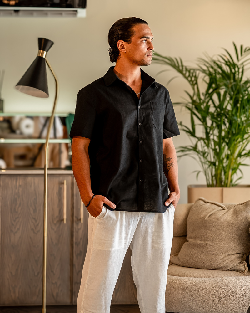 Linen Short Sleeve Shirt for Men