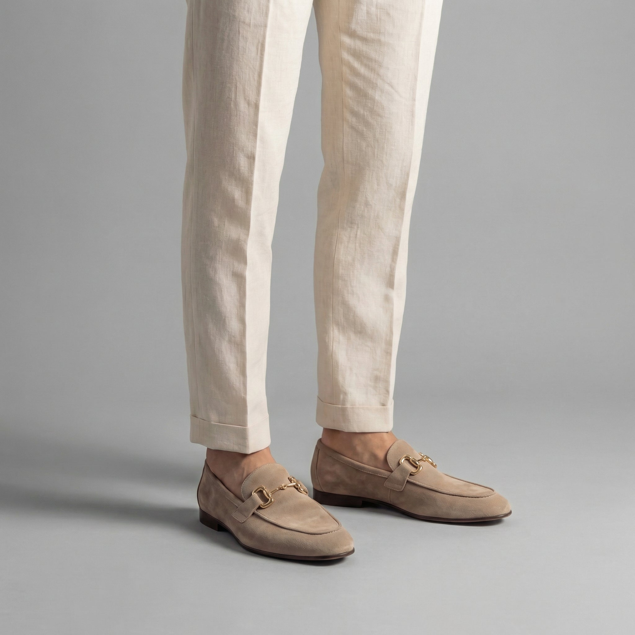 Suede Loafers with Horsebit Detail