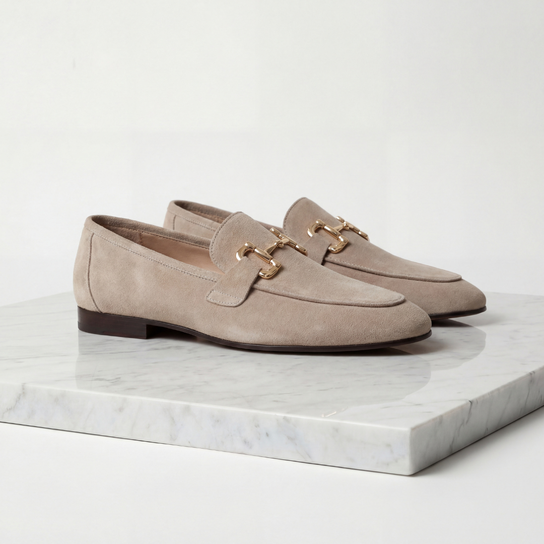 Suede Loafers with Horsebit Detail