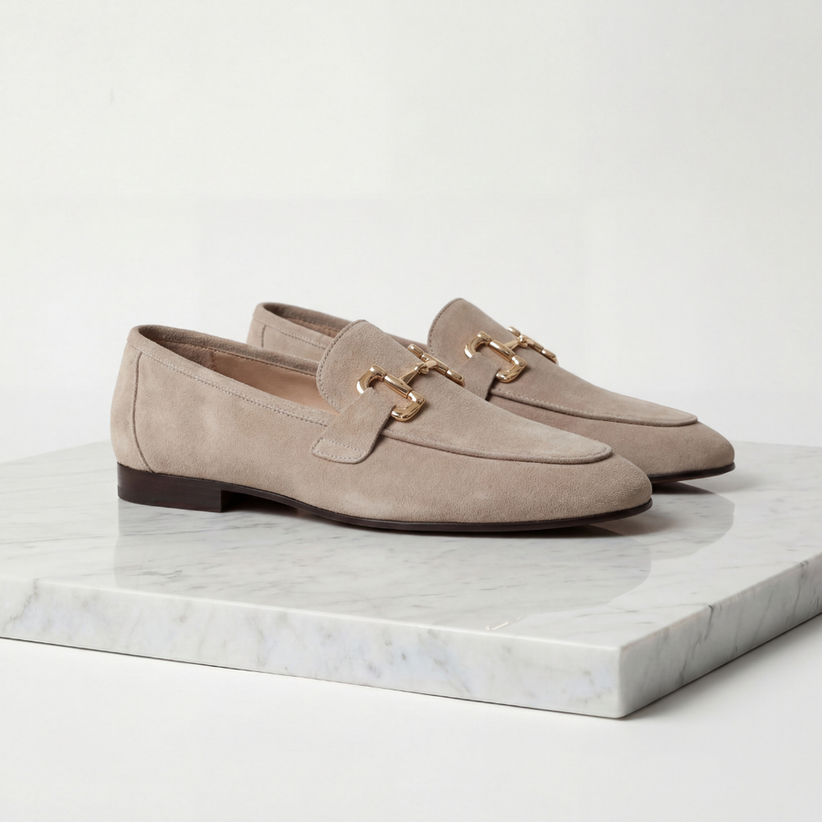 Suede Loafers with Horsebit Detail