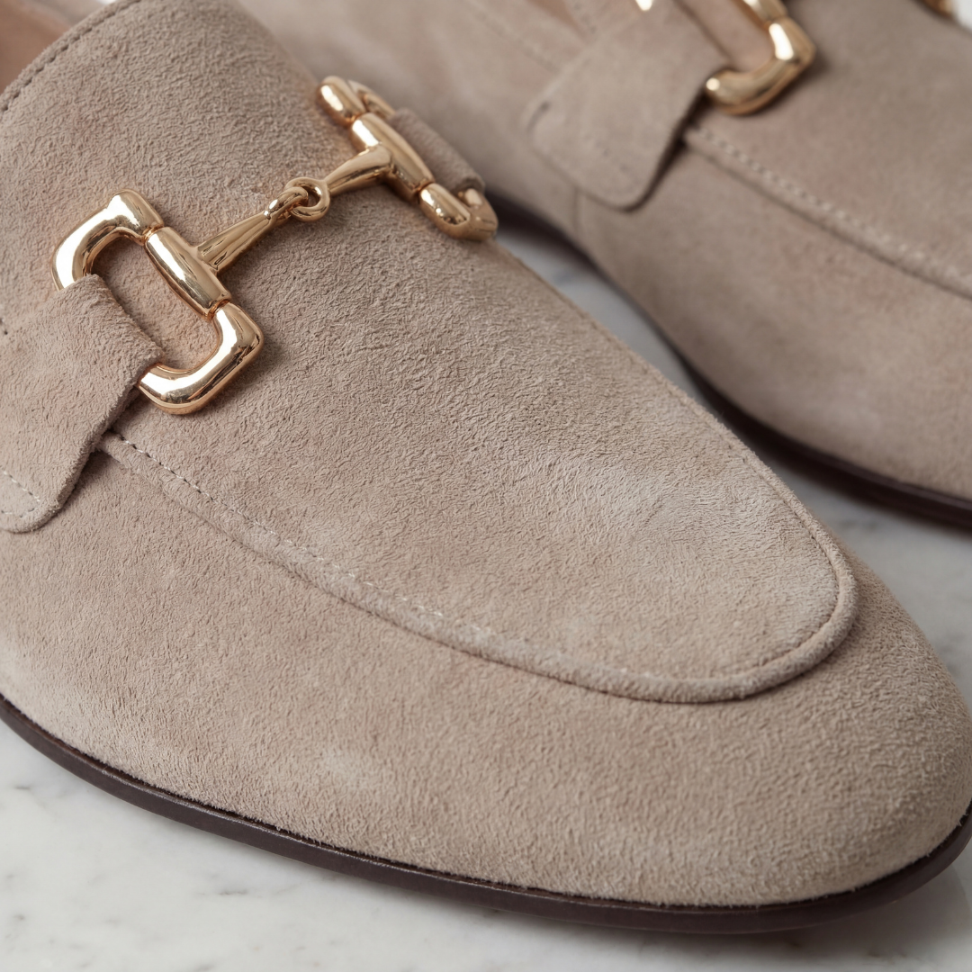 Suede Loafers with Horsebit Detail