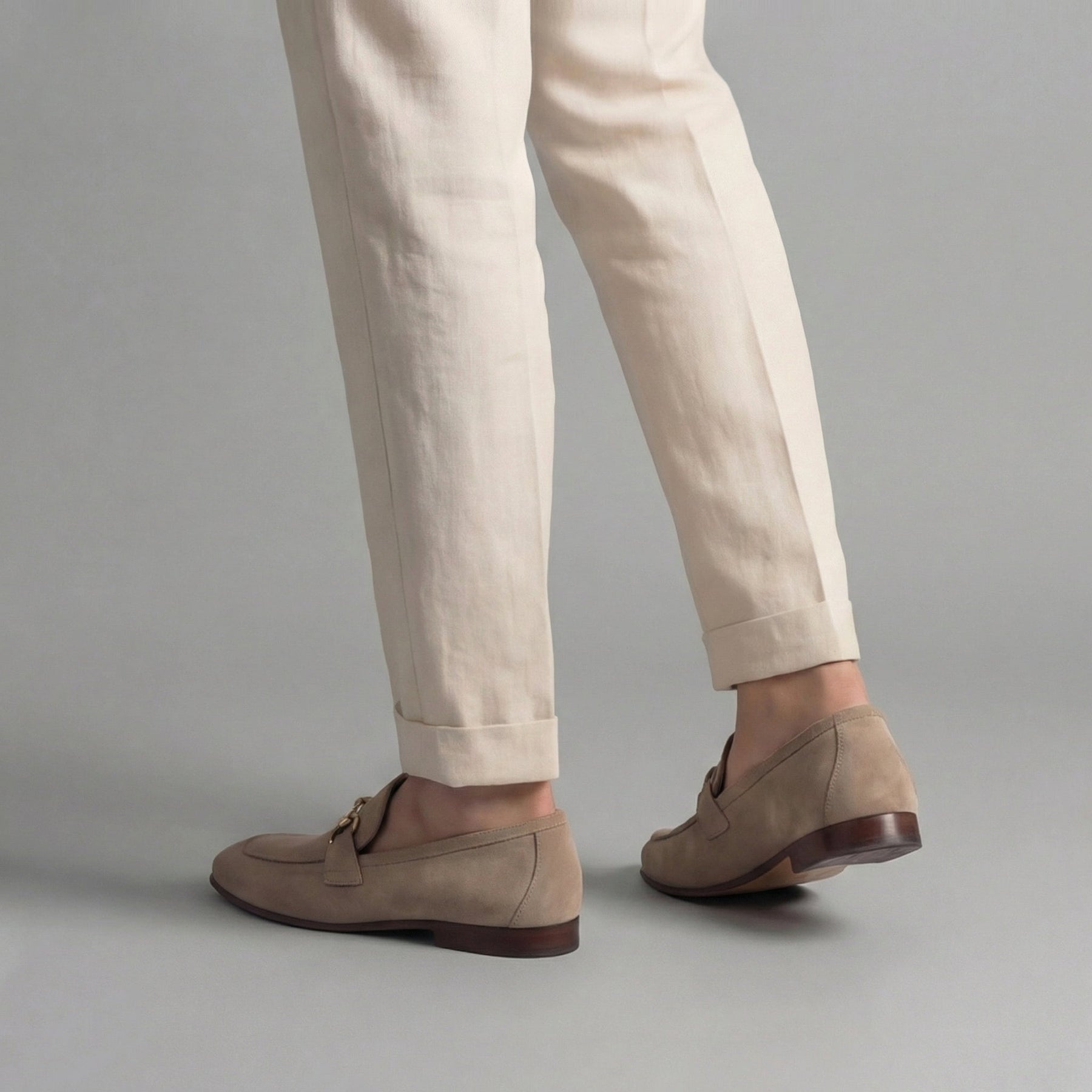 Suede Loafers with Horsebit Detail