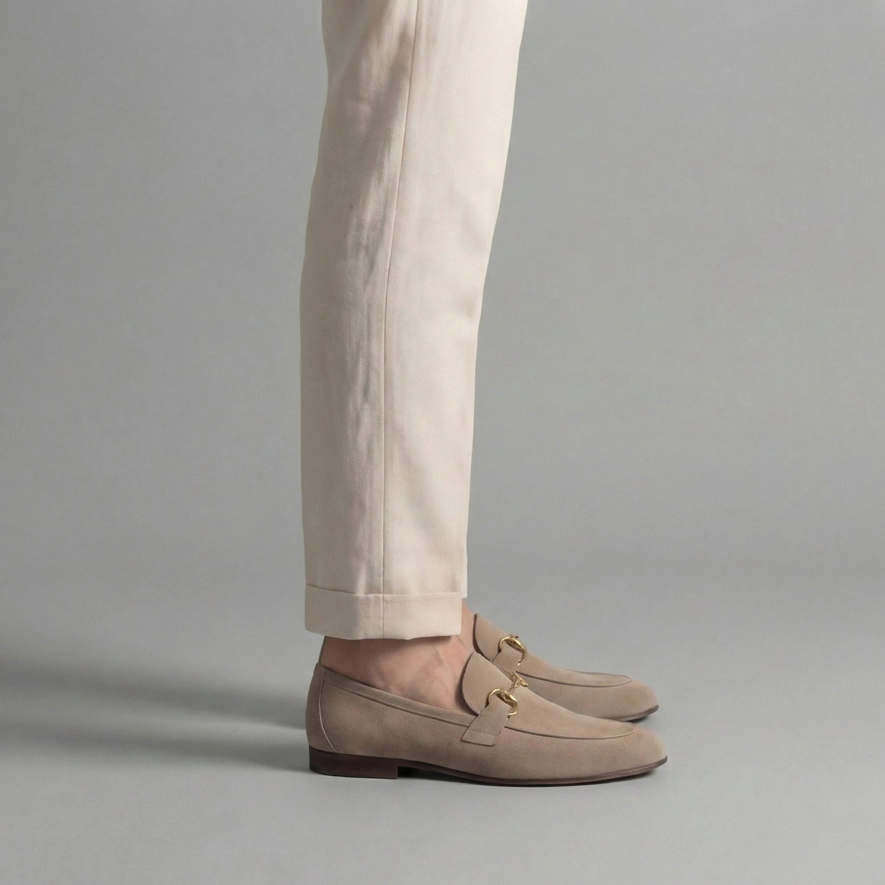 Suede Loafers with Horsebit Detail