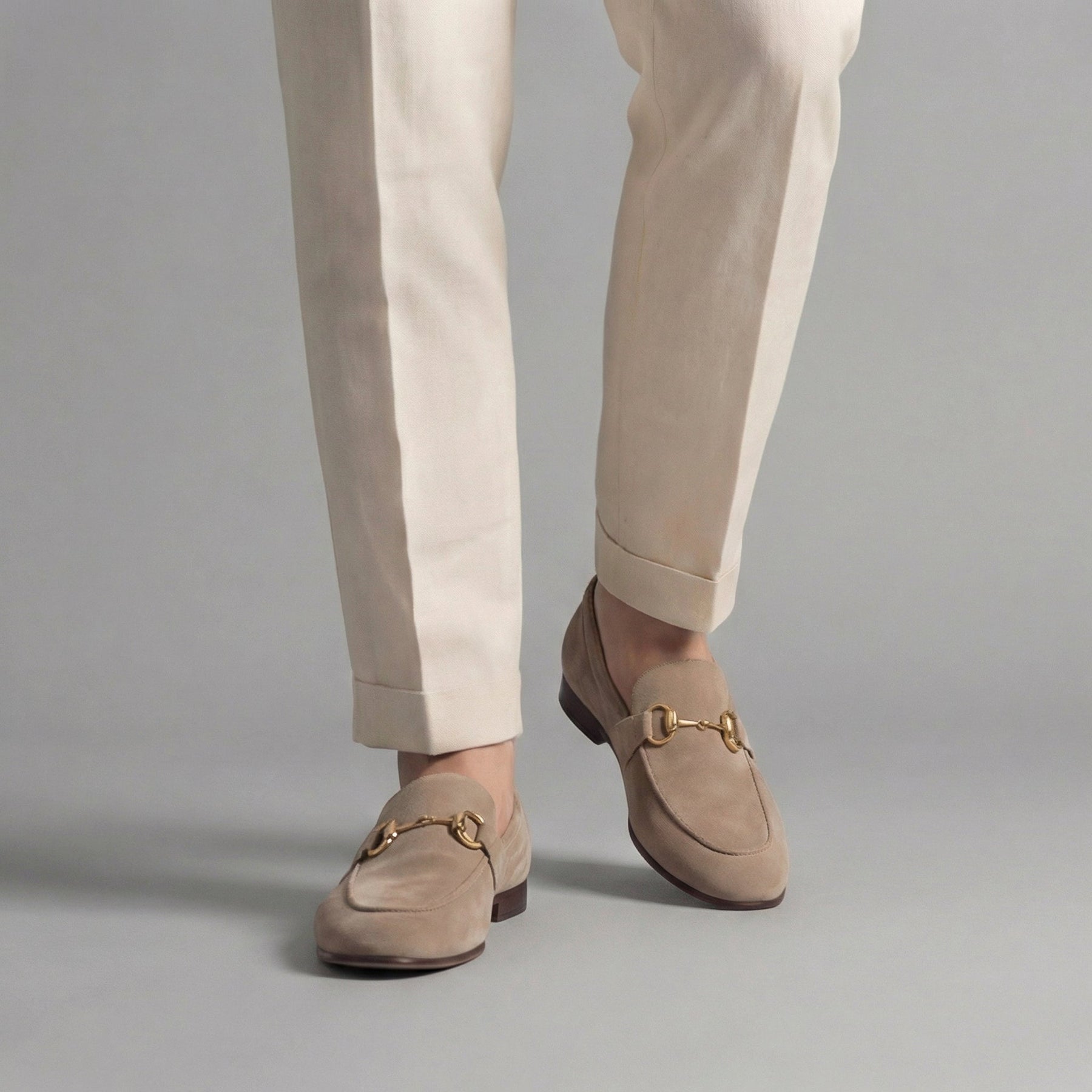 Suede Loafers with Horsebit Detail