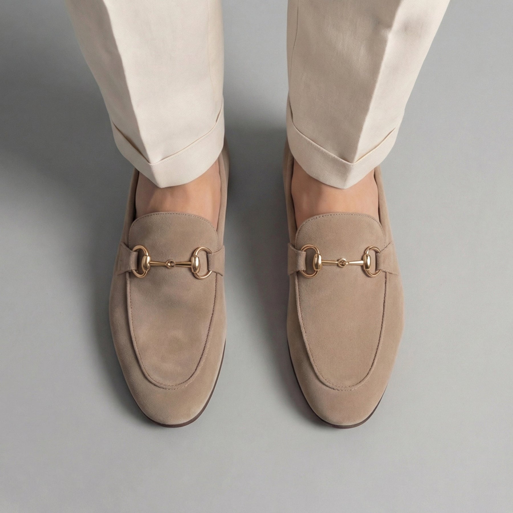 Suede Loafers with Horsebit Detail