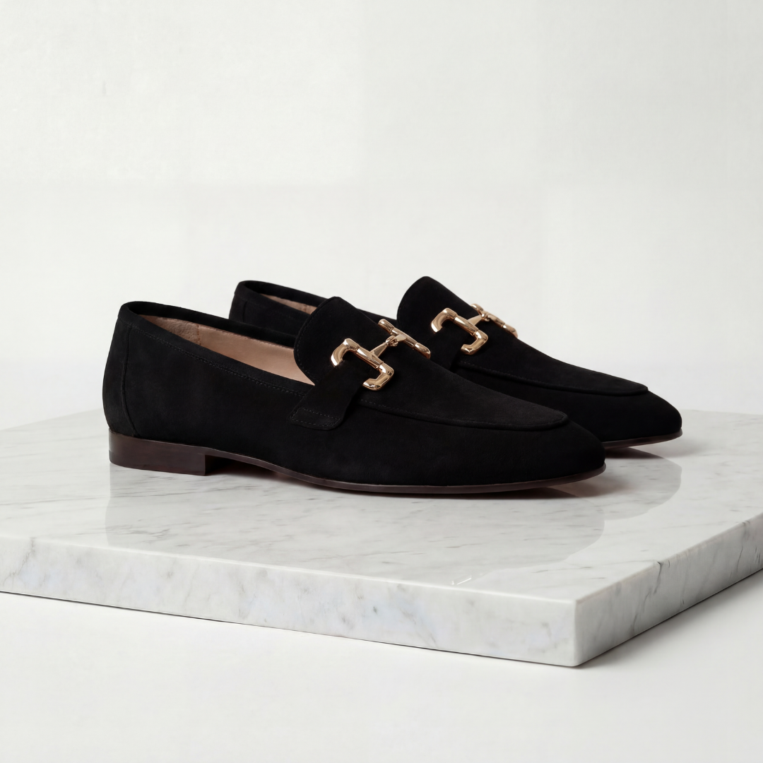 Suede Loafers with Horsebit Detail