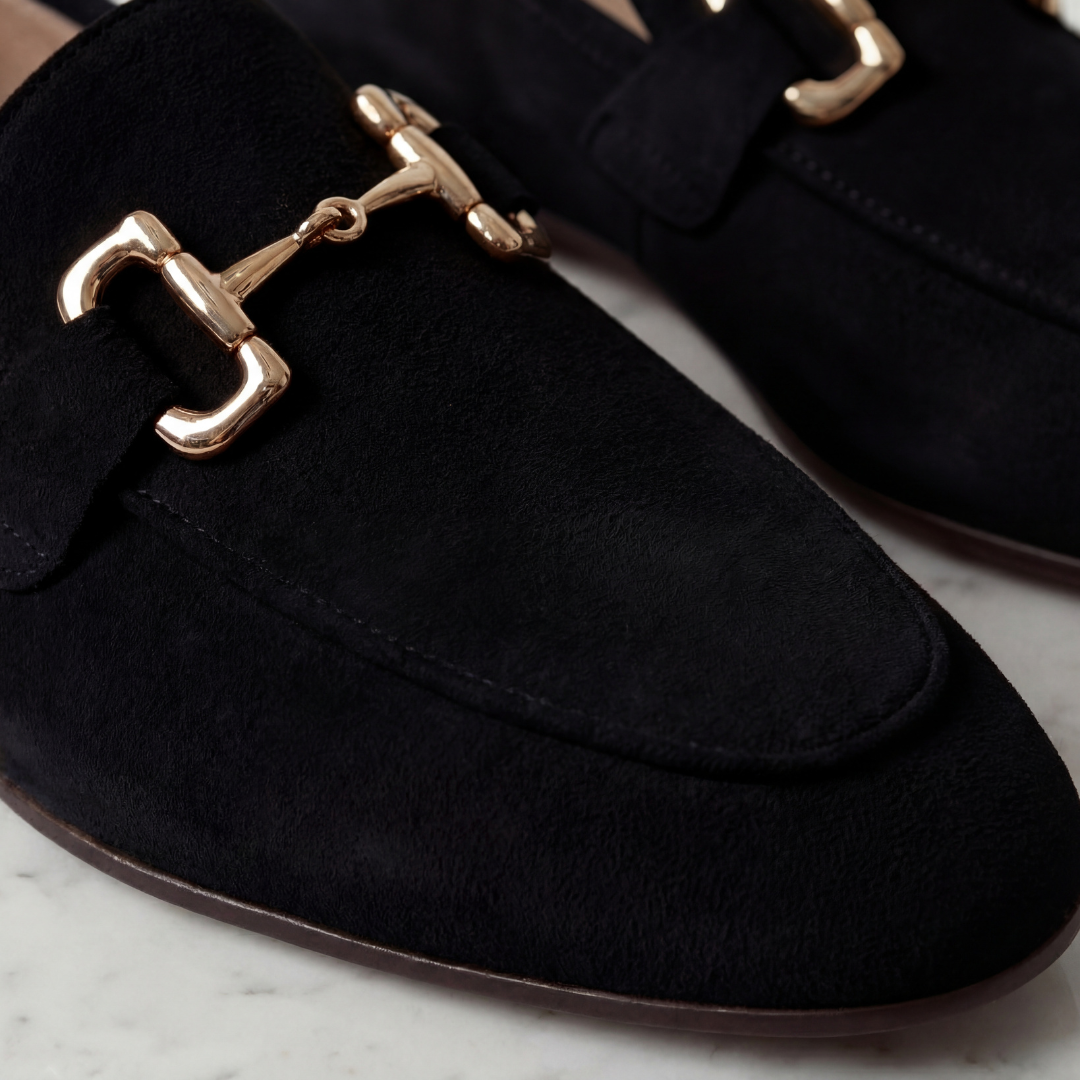 Suede Loafers with Horsebit Detail