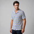 Open Knit Stripe Resort Shirt in Soft Beige