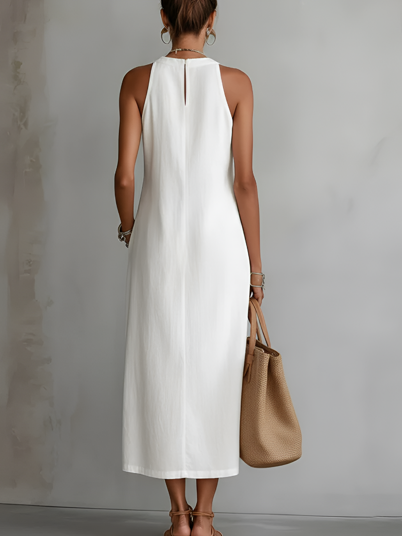 Clara Silk Midi Dress in Ivory