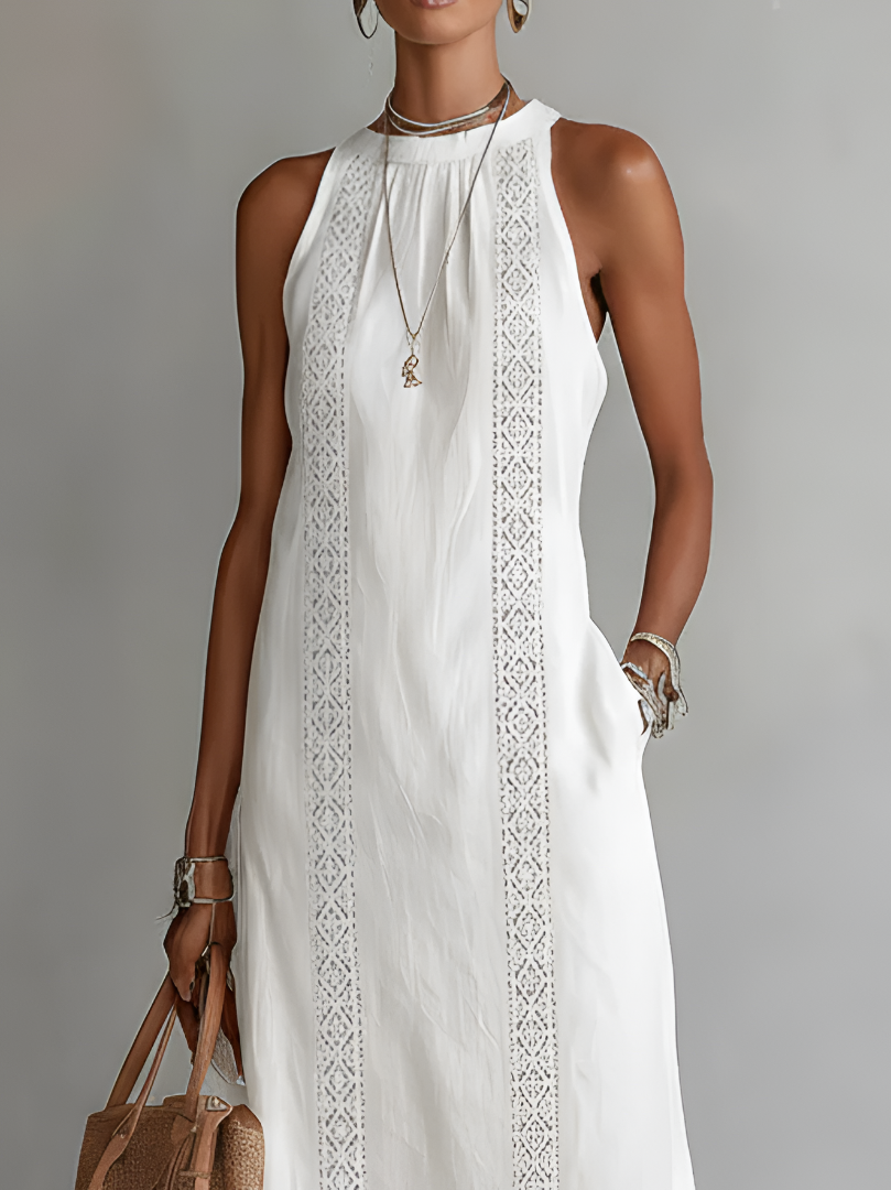 Clara Silk Midi Dress in Ivory