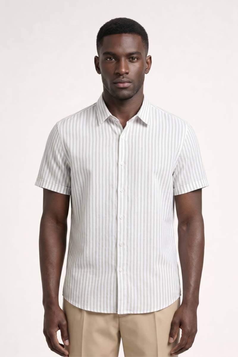 Striped Short-Sleeve Button-Down Shirt